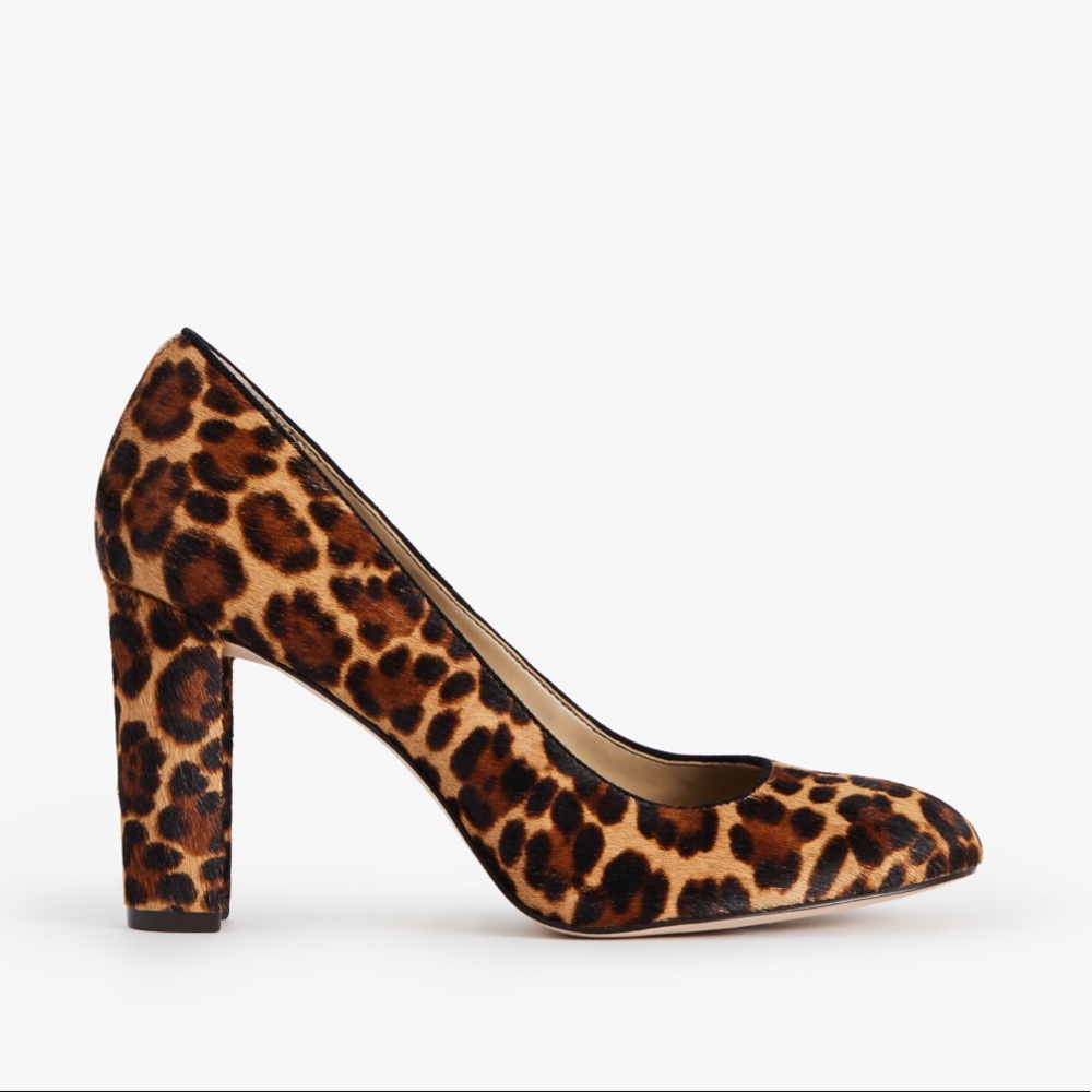 Brown Drea Leopard Print Haircalf Block Heel Pumps
